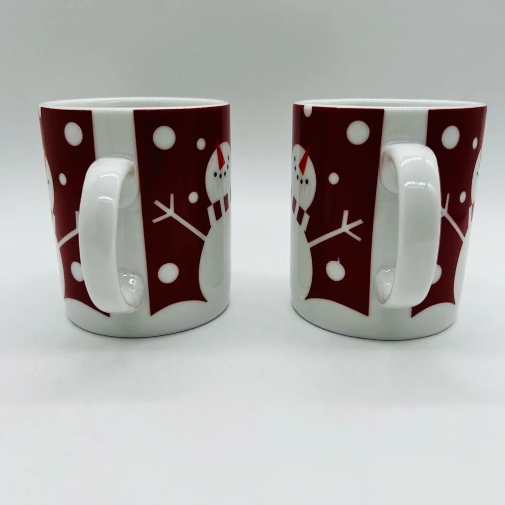 CRATE & BARREL SET OF 2 VINTAGE 2006 SNOWMAN MUGS WITH TAGS